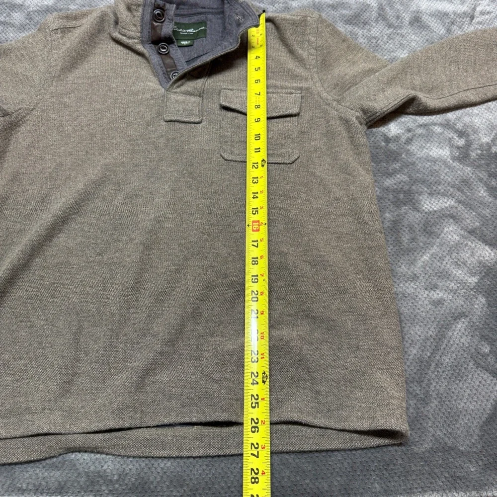 Eddie Bauer Mens Brown Textured Henley Pullover Mock Neck Sweater Size L